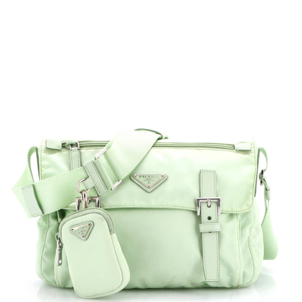 Prada Medium Double Buckle Flap Messenger Bag Re-Nylon